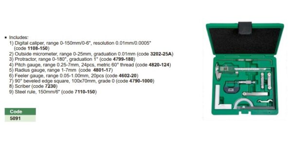 Measuring Tool Set 9 Pcs Insize 5091-23470