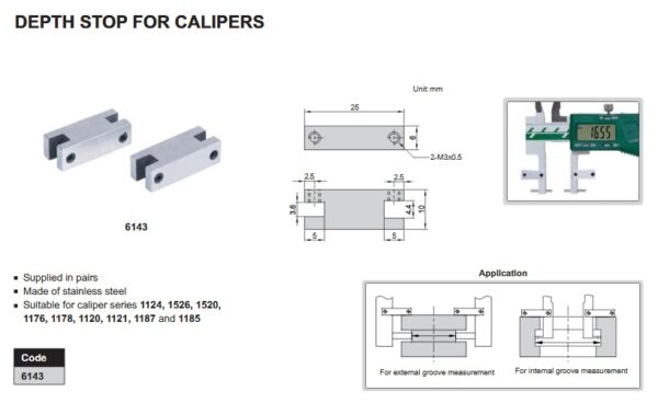 Depth Stop For Calipers Insize 6143-23474