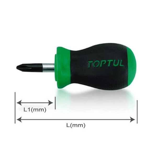 Obeng Stubby Phillips Anti-Slip Screwdrivers PH1 Toptul FBBB0103-34633
