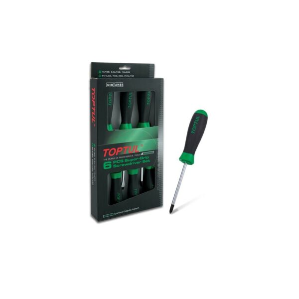 OBENG SLOTTED & PHILLIPS SUPER GRIP SCREWDRIVER SET TOPTUL GAAE0611-0