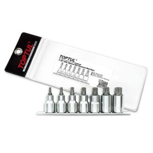 KUNCI 7pcs 1/2in DR SPLINE BIT SOCKET RAIL SET TOPTUL GAAG0703-0