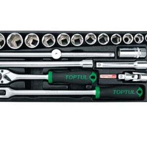 Kunci Sock DR.6PT Flank Socket Set 1/2" 25 Pcs Toptul GCAT2507-0