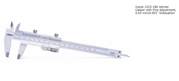 Jangka Sorong Vernier Caliper With Fine Adjustment 0-180mm/0-7" Insize 1233-180-0