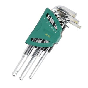 Kunci L Tools Long Arm Ball Point Hex Key Set 9Pc Metric SATA 09105-0
