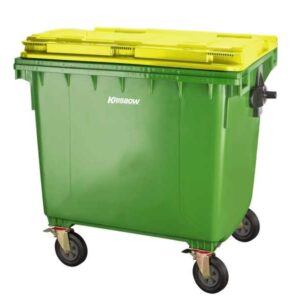 Tempat Sampah Dustbin 1100L Green With Yellow LID Krisbow 10200474-0