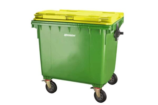 Tempat Sampah Dustbin 1100L Green With Yellow LID Krisbow 10200474-25687