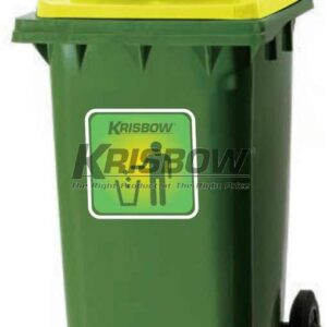 Tempat Sampah Dustbin Green 120L Push Cover Yellow Lid Krisbow 10200491-0