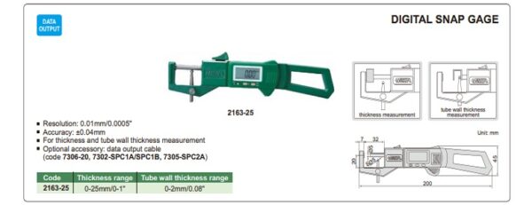 JANGKA DIGITAL SNAP GAGE 0-25mm/0-1" INSIZE 2163-25-25764