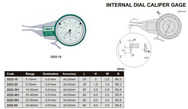 Internal Dial Caliper Gage 10-30mm Insize 2222-301-24471