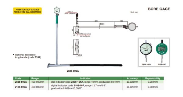 Bore Gage 400-800mm Insize 2828-800A-24758