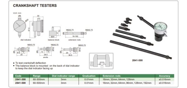 Crankshaft Tester 60-500mm Insize 2841-500-24766