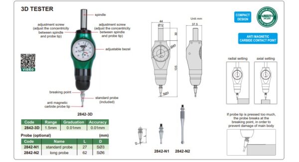 3D Tester 1.5mm Insize 2842-3D-24769