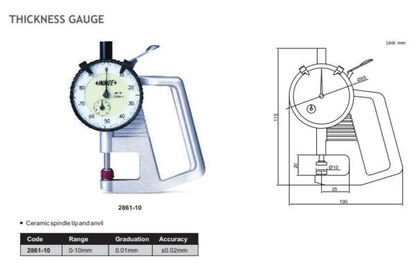 Thickness Gauge 0-10mm Insize 2861-10-24791
