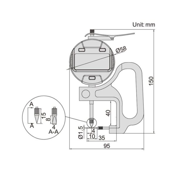 Digital Tube Thickness Gage 0-10mm/0-0.4" Insize 2873-10-24843
