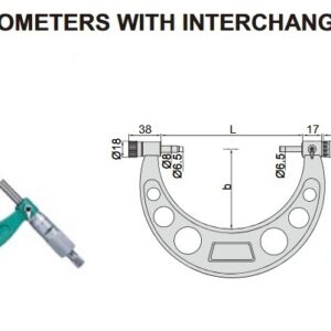 Outside Micrometer With Interchangeable Anvils 50-150mm Insize 3206-151A-0