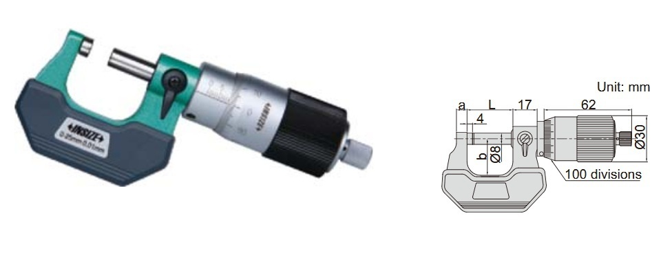 Quick Feeding Outside Micrometer 25-50mm Insize 3208-50B-0