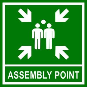 Tanda Arah Assembly Point 48x36cm Fosfor Aluminium-0