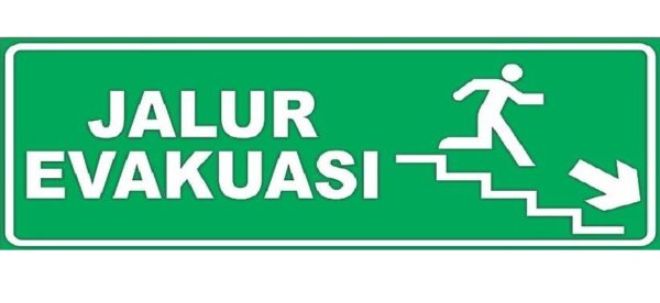 Tanda Arah Jalur Evakuasi Kanan 48x36cm Fosfor Aluminium-0