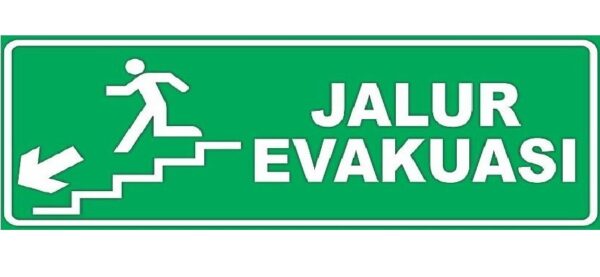 Tanda Arah Jalur Evakuasi Kiri 48x36cm Fosfor Aluminium-24484