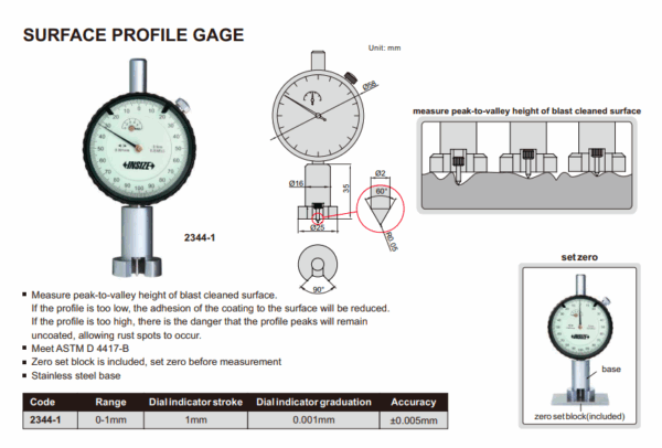 Surface Profile Gage Range 0-1mm Insize 2344-1-24818