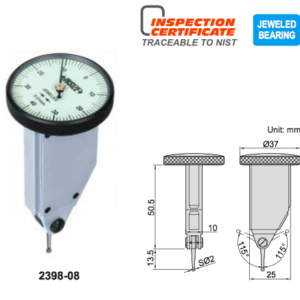 Back Plunger Type Dial Test Indicator 0-0.8mm Insize 2398-08-0