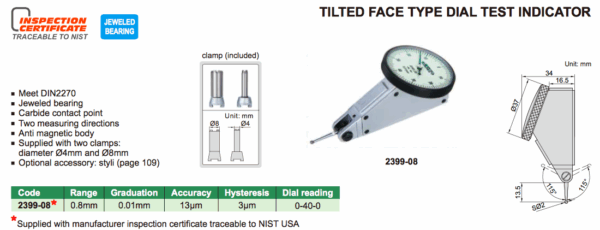 Dial Test Indicator 0-0.8mm Insize 2399-08-25263