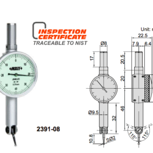Round Body Dial Test Indicator 0.8mm Insize 2391-08-0