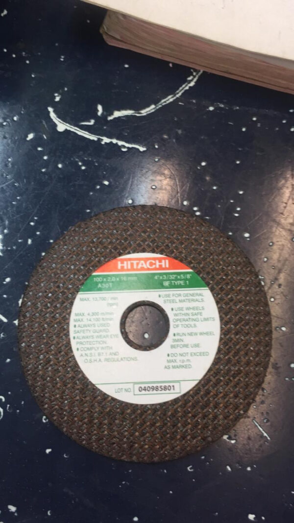 Cut Off Wheel A30T 100x2.0x16mm BFType1 4"x3/32"x5/8" Hitachi 040985801-26219