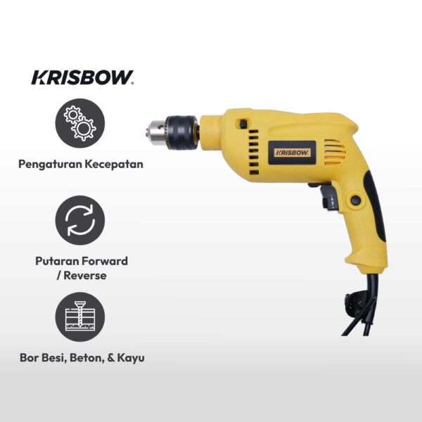Impact Drill Set 13MM 500W EDI5-1321VRS Krisbow 10064703-39789