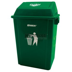 Tong Sampah Dust Bin Green 40L And Push Cover Krisbow-0