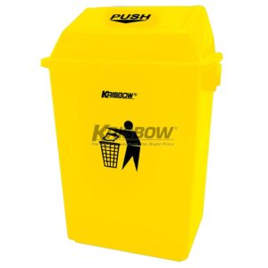 Tong Sampah Dust Bin Yellow 40L And Push Cover Krisbow-0