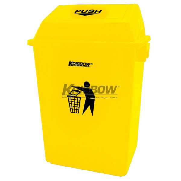 Tong Sampah Dust Bin Yellow 40L And Push Cover Krisbow-26587