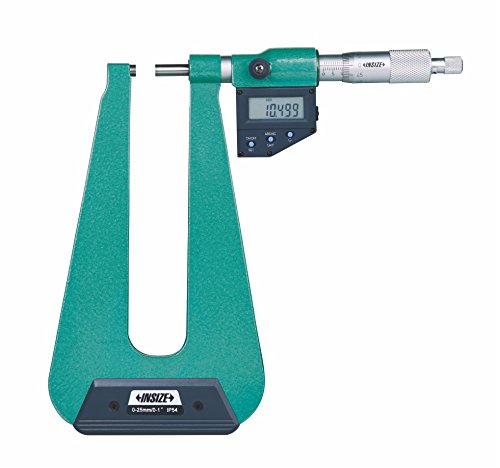 Mikrometer Digital Sheet Metal Micrometer (spherical-spherical tips, throat depth 155mm) 0-25mm/0-1" Insize 3539-253SA-0