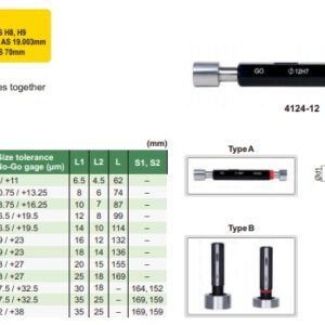 Kaliber Poros Plain Plug Gage, H7 12mm Insize 4124-12-0