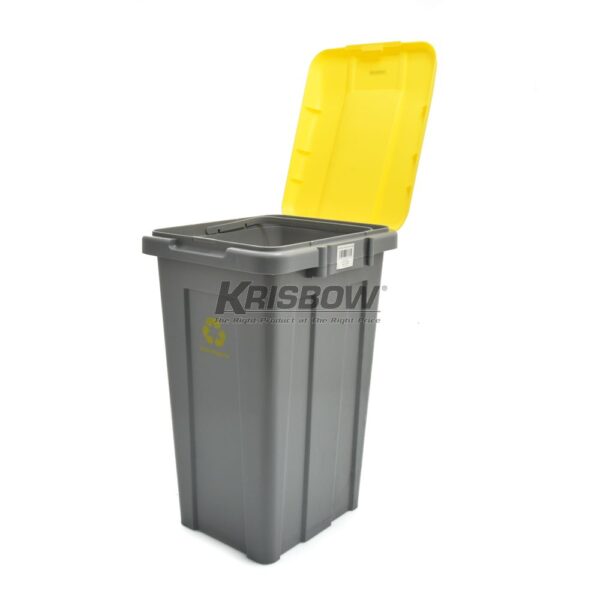 Tempat Sampah Dust Bin Grey 50L & Yellow Cover Krisbow-26659