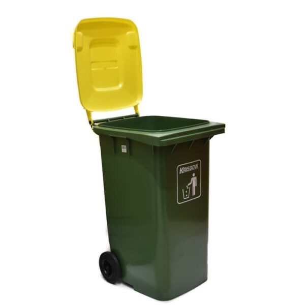 Tempat Sampah Dust Bin Green 240L With Yellow LID Krisbow KW1801050-27085