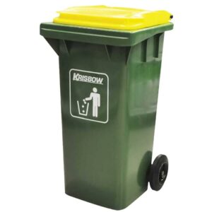 Tempat Sampah Dust Bin Green 240L With Yellow LID Krisbow KW1801050-0