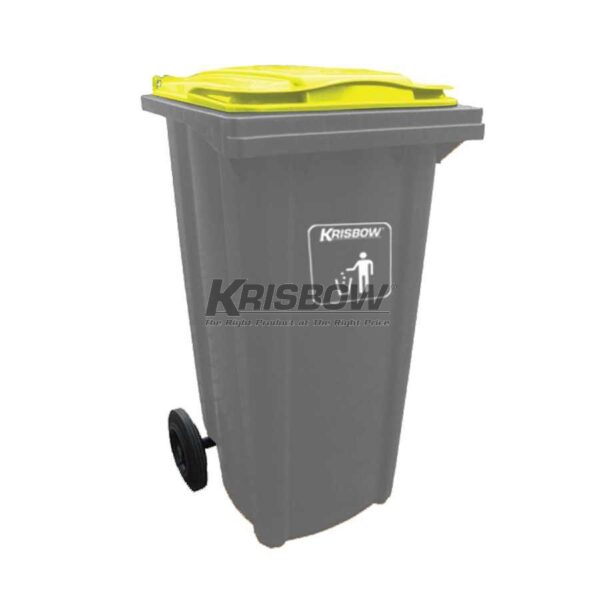 Tempat Sampah Dust Bin Neo Grey 120L With Yellow LID Krisbow 10082098-27700