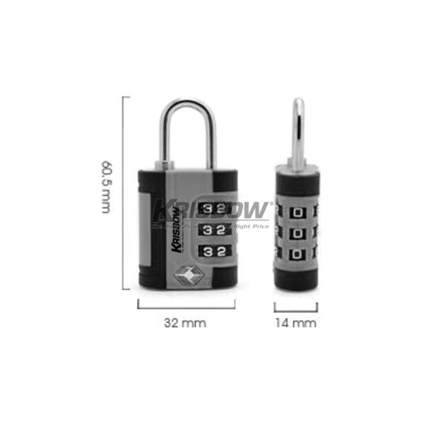 Gembok Padlock 3 Dial Plastic Orange TSA12088 Krisbow 10096727-28117