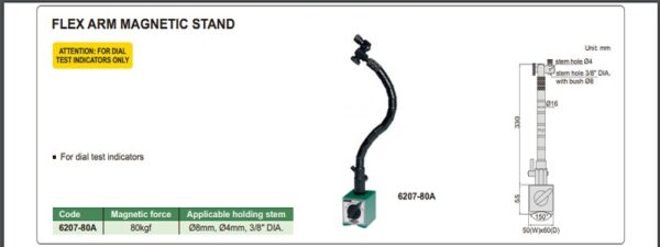 Alat Ukur Flex Arm Magnetic Stand 80kgf Insize 6207-80A-28167