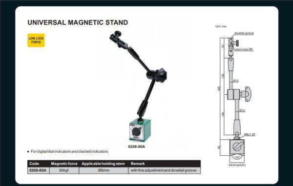 Alat Ukur Universal Magnetic Stand 80kgf Insize 6208-80A-28171