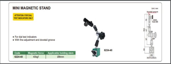 Alat Ukur Mini Magnetic Stand 40kgf Insize 6224-40-28185