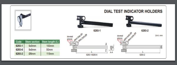 Alat Ukur Dial Test Indicator Holder Φ8X115mm Insize 6293-2-28232
