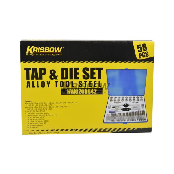 Tap & Die Metric M3-M12 (58EA/SET) Krisbow KW0200642-28427