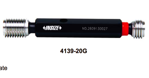 Fine Thread Plug Gage, 6H, Go and No Go, ISO 1502 M9x0.5 Insize 4139-9G-0