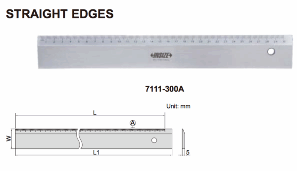 Penggaris Besi Straight Edge 300mm Insize 7111-300A-0