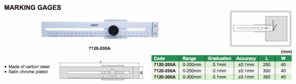Penggaris Besi Marking Gage 0-200mm Insize 7120-200A-28212