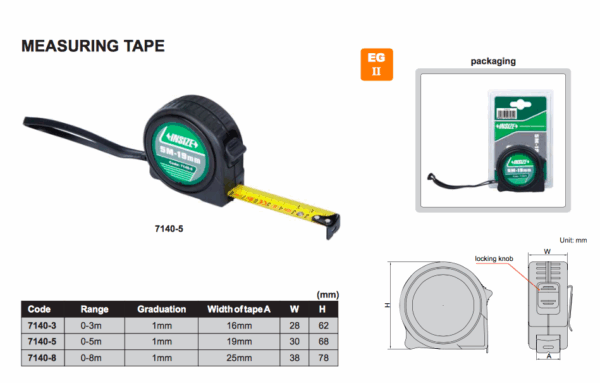 Alat Ukur Measuring Tape (need to be ordered in dozens, 12pcs/box) 3m Insize 7140-3-28240