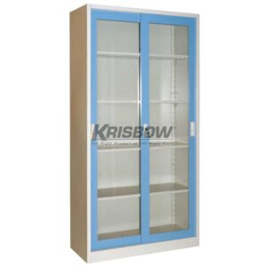 File Cabinet 4 Shelf Glass Sliding Blue Krisbow KW1700198-0