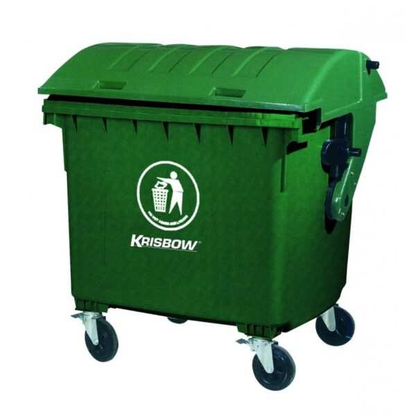 Tempat Sampah Trolley 1200L Hijau Tua Krisbow KW1800696-0